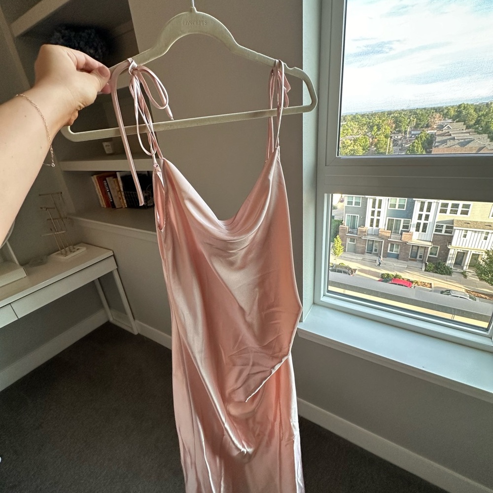 Long Pink Silk Dress